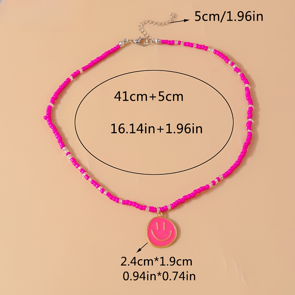 Colorful Dopamine Face Bead Necklace